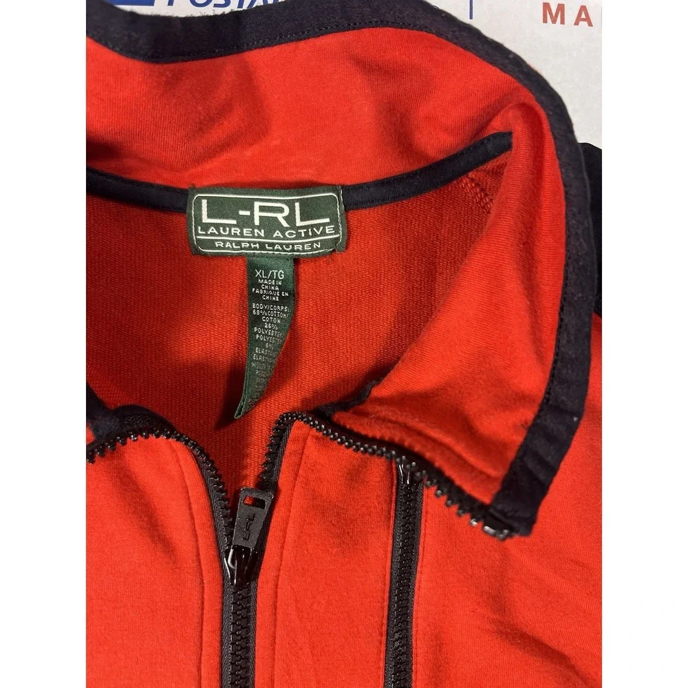 Lauren Ralph Lauren Active‎ Vest Women's XLarge Red Full Zip Sleeveless Pockets